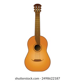 Detailed vector illustration of classic acoustic guitar with wooden design, perfect for musical instrument icons and graphics