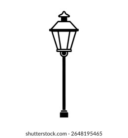 Detailed vector illustration of a classic street post lantern, perfect for cityscapes, urban designs, and vintage-themed projects. The design is highly detailed and versatile.