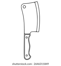 Ilustração vetorial detalhada de um cutelo, mostrando sua lâmina robusta e alça ergonômica, ideal para projetos culinários ou açougueiros.