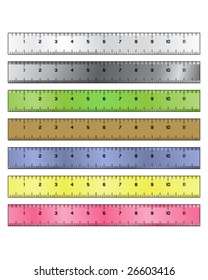 Detailed vector illustration of common measurement rulers