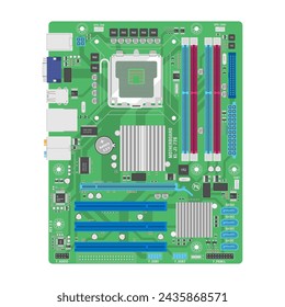 Detailed vector illustration of a computer motherboard