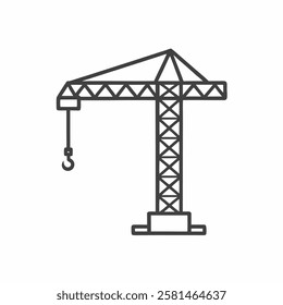 Detailed vector illustration of a construction crane with a modern design, showcasing industrial activity in a city environment