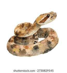 Detailed vector illustration of a dangerous coiled rattlesnake. Ideal for wildlife, nature, educational content, or graphic design projects.