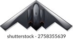 A detailed vector illustration of a dark gray stealth bomber isolated on white background