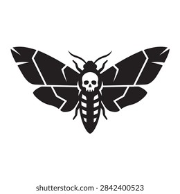 Detailed vector illustration of a death head moth with a skull pattern and symmetrical wings, suited to gothic, tattoo and nature designs.