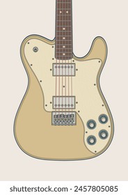 Detailed vector illustration of deluxe solid body electric guitar