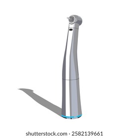 A detailed vector illustration of a dental handpiece drill with a polished metal finish, designed for dental procedures, ideal for medical and dental branding, educational materials, and oral health v