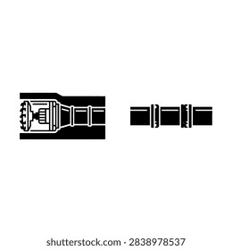 Detailed vector illustration depicts a threaded fastener and a connecting pipe, showcasing industrial components and assembly processes.