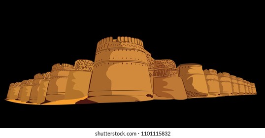 Detailed vector / illustration of Derawar fort situated in Bahawalpur Pakistan