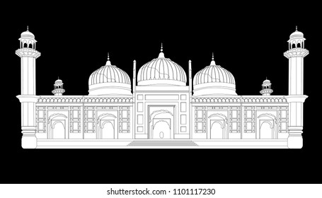 Detailed vector / illustration of Derawar Mosque Situated in Bahawalpur Pakistan svg