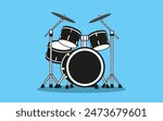 Detailed Vector Illustration of a Drum Set Silhouette for Musical Instrument Design
