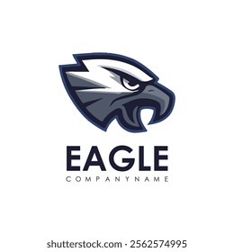 Detailed vector illustration of an eagle head with a fierce and determined expression.
