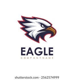 Detailed vector illustration of an eagle head with a fierce and determined expression.
