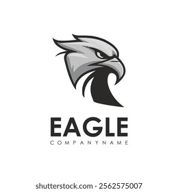 Detailed vector illustration of an eagle head with a fierce and determined expression.
