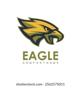 Detailed vector illustration of an eagle head with a fierce and determined expression.
