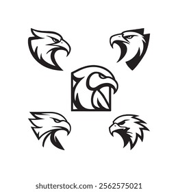 Detailed vector illustration of an eagle head with a fierce and determined expression.
