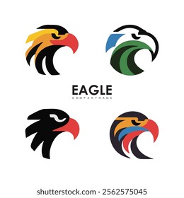 Detailed vector illustration of an eagle head with a fierce and determined expression.
