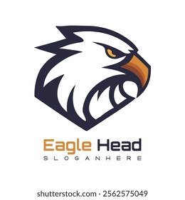 Detailed vector illustration of an eagle head with a fierce and determined expression.
