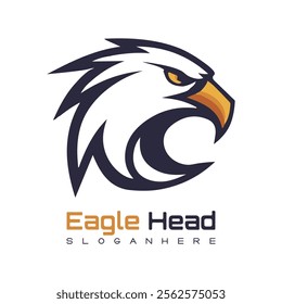 Detailed vector illustration of an eagle head with a fierce and determined expression.
