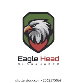 Detailed vector illustration of an eagle head with a fierce and determined expression.
