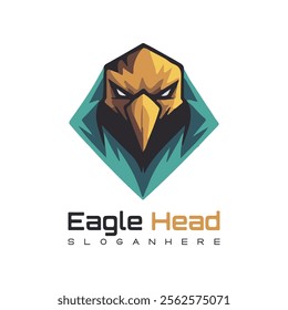 Detailed vector illustration of an eagle head with a fierce and determined expression.
