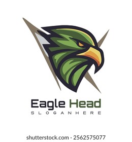 Detailed vector illustration of an eagle head with a fierce and determined expression.
