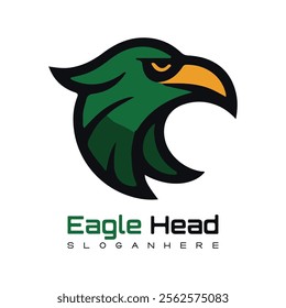 Detailed vector illustration of an eagle head with a fierce and determined expression.
