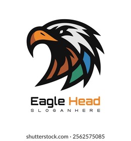 Detailed vector illustration of an eagle head with a fierce and determined expression.
