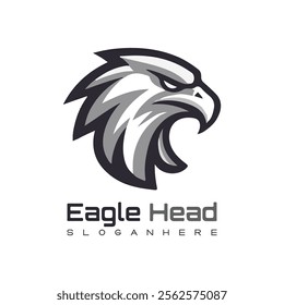 Detailed vector illustration of an eagle head with a fierce and determined expression.
