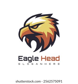 Detailed vector illustration of an eagle head with a fierce and determined expression.
