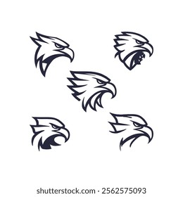 Detailed vector illustration of an eagle head with a fierce and determined expression.
