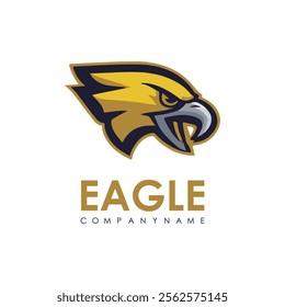 Detailed vector illustration of an eagle head with a fierce and determined expression.
