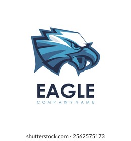 Detailed vector illustration of an eagle head with a fierce and determined expression.
