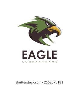 Detailed vector illustration of an eagle head with a fierce and determined expression.
