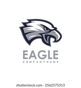 Detailed vector illustration of an eagle head with a fierce and determined expression.
