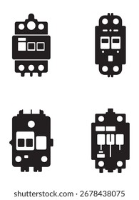 Una Ilustración vectorial detallada de un interruptor eléctrico, presentado como un ícono limpio aislado sobre un fondo blanco.