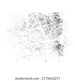 A detailed vector illustration featuring a speckled grit texture with fine scratches. This high-contrast distressed overlay is perfect for adding an aged, weathered, or vintage feel to graphics and typography.