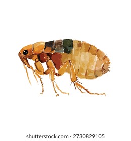 Ilustração vetorial detalhada de uma pulga, uma praga comum de insetos. Ideal para veterinários, saúde animal de estimação, ou controle de pragas materiais educacionais e infográficos.