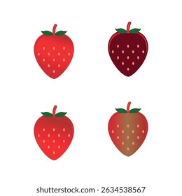 A detailed vector illustration of a fresh red strawberry with green leaves. Perfect for food-related design