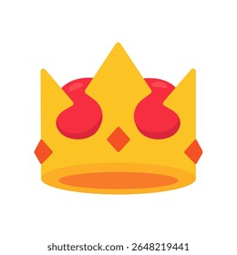 Ilustração vetorial detalhada de uma coroa dourada adornada com joias vermelhas, simbolizando a realeza e o luxo.