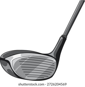 A detailed vector illustration of a golf driver club head isolated on white background