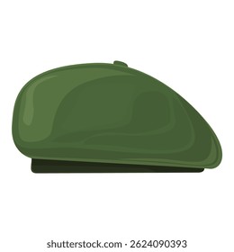 Detailed vector illustration of a green military beret. An iconic headgear accessory worn by soldiers in army. Special forces. And commando units. Isolated and editable for fashion and apparel design