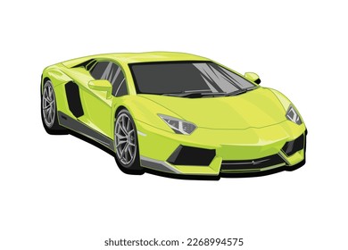 Detailed Vector illustration Green racing sport car With transparent Background