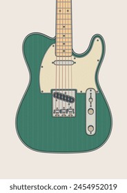 Detailed vector illustration of iconic solid body electric guitar