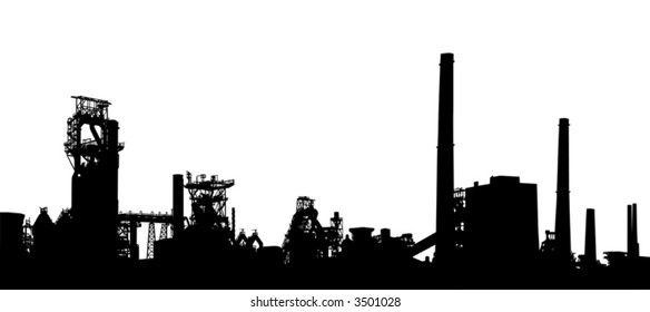 Detailed vector illustration of an industrial skyline