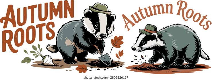 A detailed vector illustration of intricate tree roots during the autumn season, featuring earthy tones and organic shapes suitable for nature-themed designs.