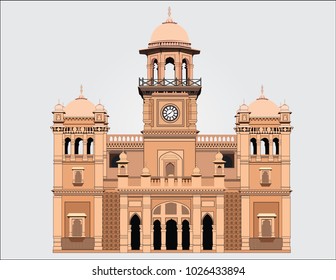 Detailed vector illustration of Islamia College / University Peshawar Pakistan