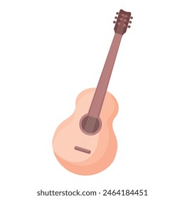 Detailed vector illustration of isolated acoustic guitar on a white background  perfect for music, instrument, and musical design projects