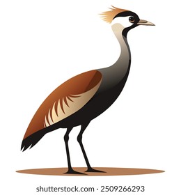 Detailed vector illustration of a Kori Bustard, showcasing the largest flying bird in the world.