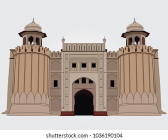 Detailed Vector / Illustration of Lahore Fort , Lahore , Punjab ,Pakistan in white background.